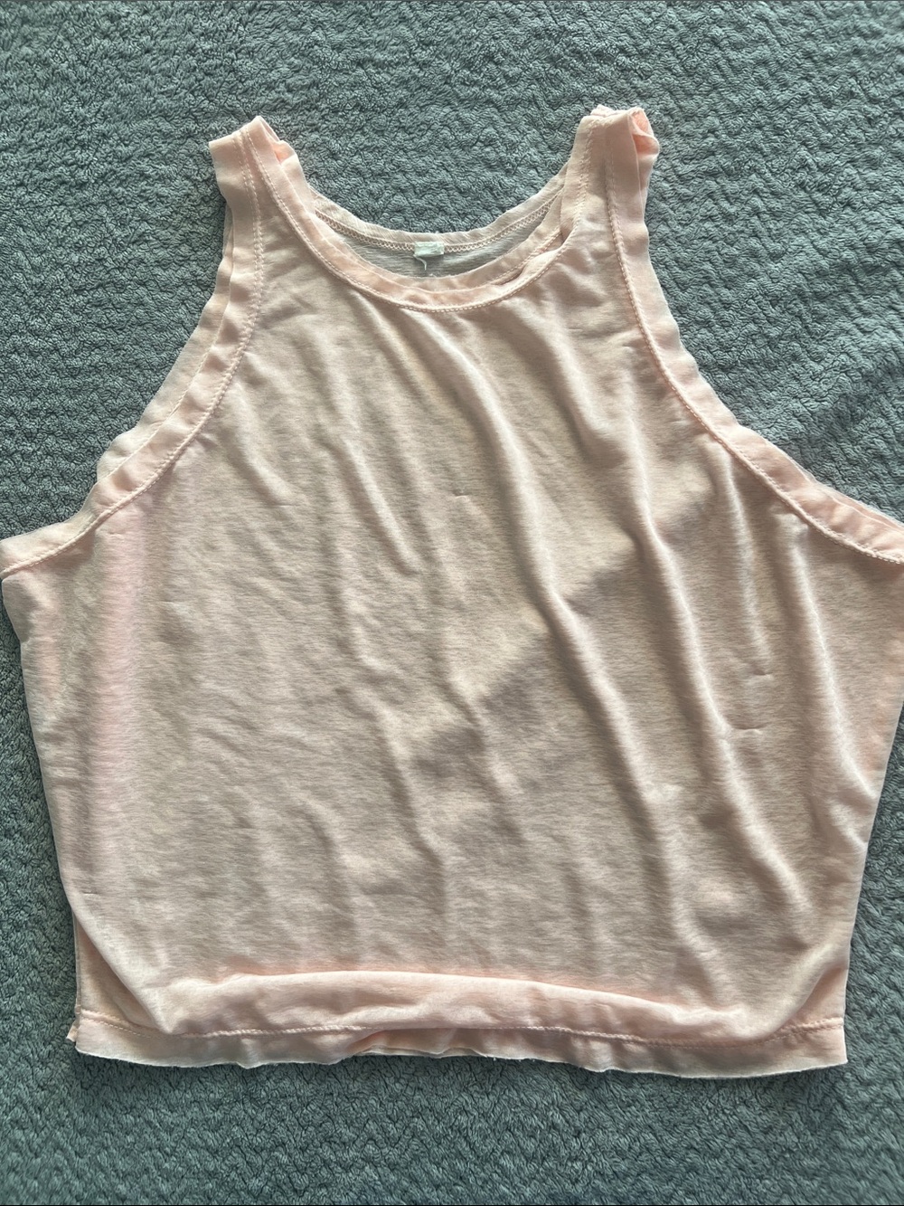 Free People Light Coral Sheer Layered Cropped Tank Top Lightweight Size Small